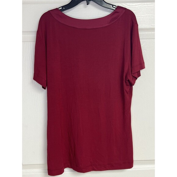 Calvin Klein Sleepwear Shirt S Red Short Sleeve V Neck Soft Comfy Pajama Top - Picture 2 of 8